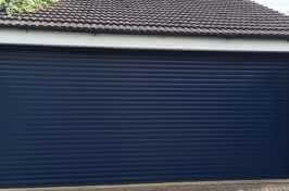 large blue roller garage door