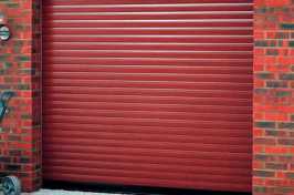red roller garage door