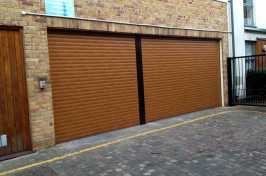 large roller garage door on residential property