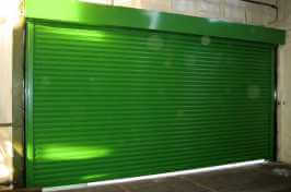 double width security shutters in green